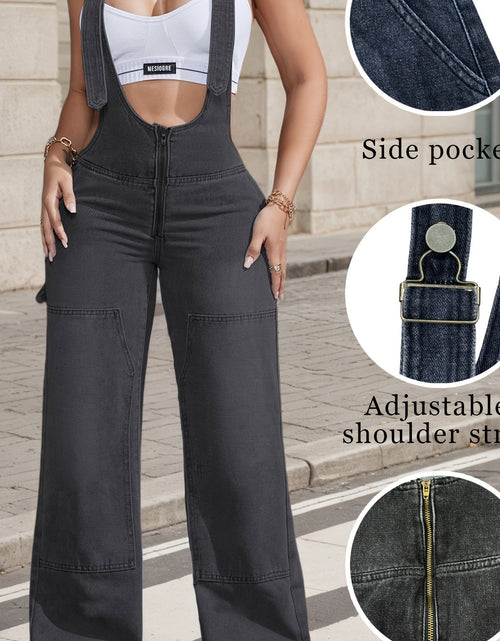 Load image into Gallery viewer, 2025 New Women&#39;S Sexy Adjustable Strap Denim Romper Casual Sleeveless High-Waisted Cargo Jeans
