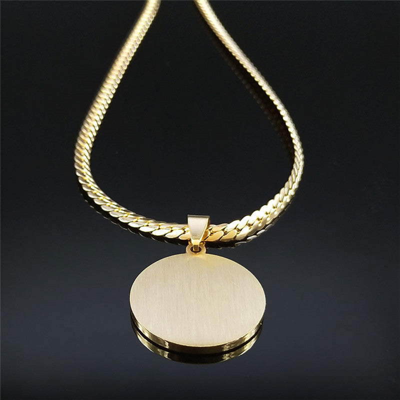 Elegant Golden-Tone Stainless Steel Serenity Prayer Hand Pendant Necklace with Crystal Accents - Hip Hop/Vintage Style Religious Jewelry for Men & Women, Perfect for Daily Wear