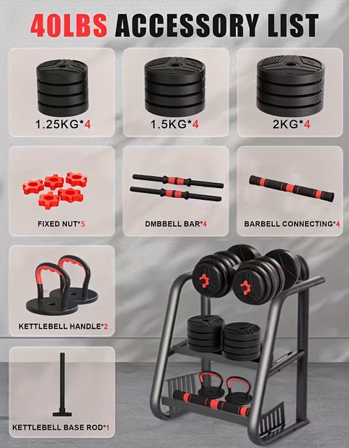 Load image into Gallery viewer, Adjustable Dumbbell Set, 90/70/30/20 Lbs Free Weights Set with Upgraded Nut, 4in 1 Weight Set Used As Kettlebells, Barbell, Push Up Stand, Fitness Exercise for Home Gym Suitable Men/ Women
