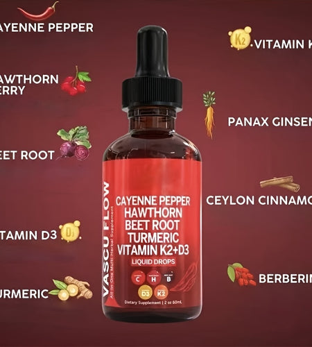 CAYENNE PEPPER, HAWTHORN, BEET ROOT, TURMERIC, VITAMIN K2+D3, ALL-IN-ONE LIQUID DROPS, EASILY MIX WITH SALAD, SMOOTHIES, SANDWICH, DROPS, COFFEE, 60ML