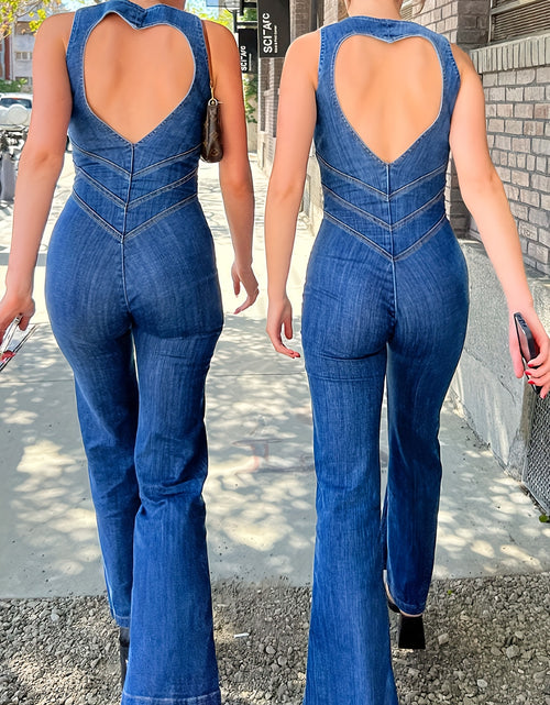 Load image into Gallery viewer, Slim Fit Sleeveless Fashion Street Retro Style High Waist Denim Jumpsuit
