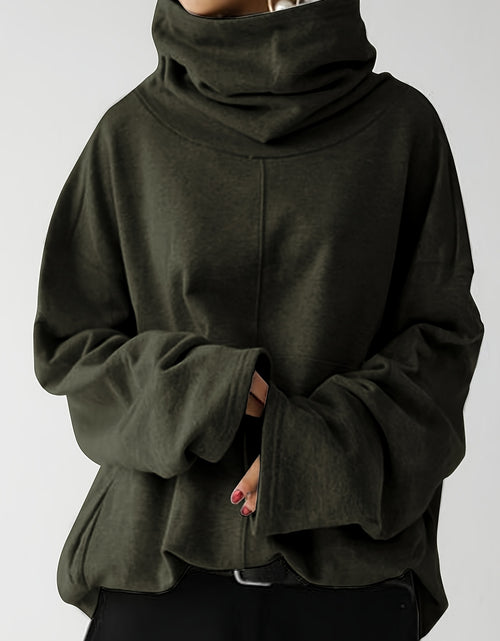 Load image into Gallery viewer, Plus Size, Women&#39;s Oversized Casual High Neck Pullover Hoodie with Front Pocket - Loose Fit Long Sleeve Solid Color Sweatshirt for Fall Winter, Plus Size Friendly
