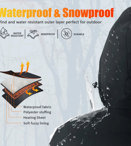 Heated Vest for Mens and Womens with 10000Mah Battery Pack, Detachable Heated Hood Heating Clothing, 3 Temperature Levels Electrically Heated Jacket, Szie XL