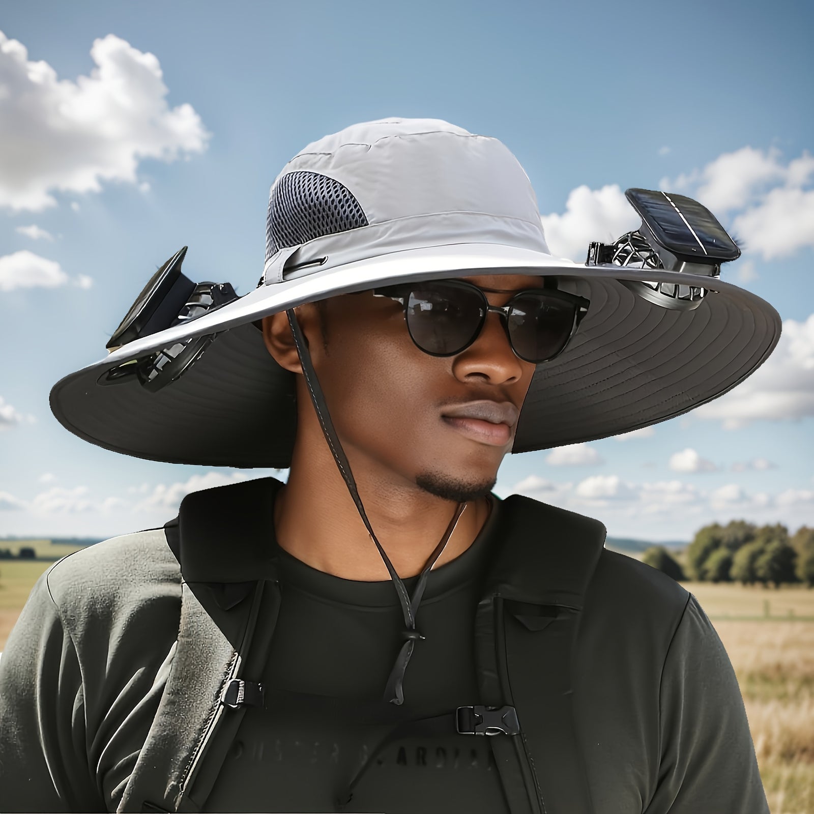 Solar Hat 2 Fans  | New Sun Protection USB Charging Sun Hat with Dual Power Outdoor Hat