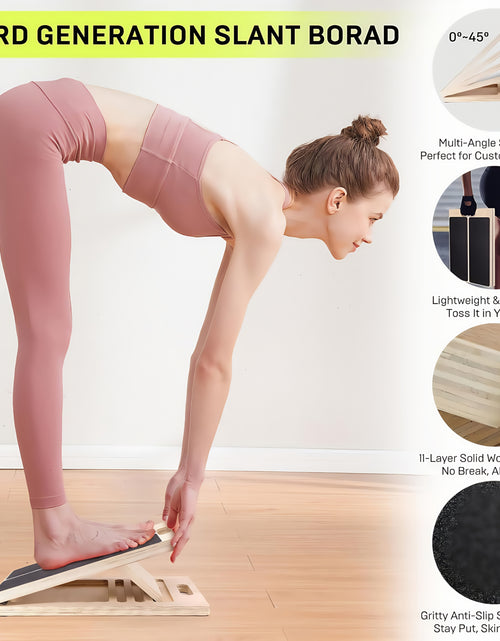 Load image into Gallery viewer, [Portable Wooden Slant Board] Adjustable Portable Wooden Slant Board - Non-Slip Surface, Lightweight &amp; Sturdy Construction for Home Gym, Physical Relax, Squats, Calf Stretching, Ankle/Foot Mobility, Heel Stretch - Ideal for A
