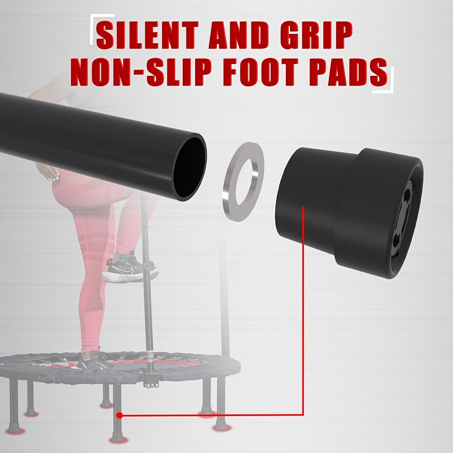 Mini Trampoline 450/550 LBS Foldable with Bungees - 40" U-Shaped Adjustable Foam Handle - Stable & Quiet Exercise Rebounder for Adults - Indoor/Outdoor Workout - Black - Trampoline for Exercise