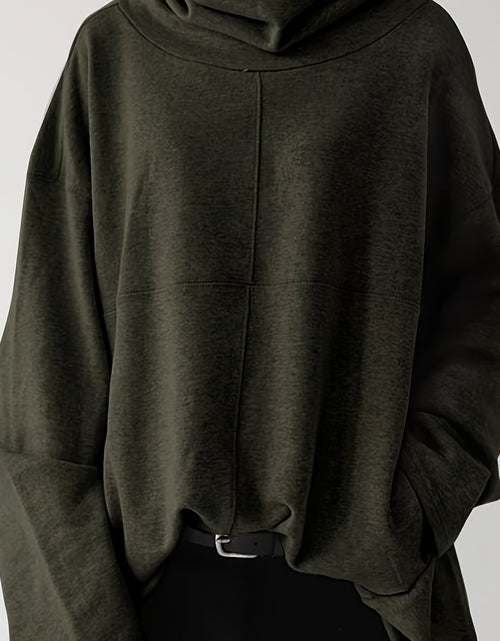 Load image into Gallery viewer, Plus Size, Women&#39;s Oversized Casual High Neck Pullover Hoodie with Front Pocket - Loose Fit Long Sleeve Solid Color Sweatshirt for Fall Winter, Plus Size Friendly
