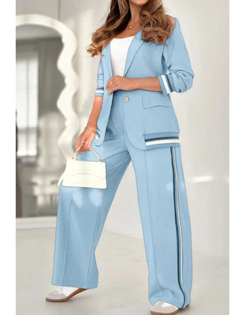 Load image into Gallery viewer, Women 2pcs Set Solid Color Ribbed Fashion Commuter Wear 100% Polyester Micro Elastic Chic Adult Clothing Eye Catching Patchwork
