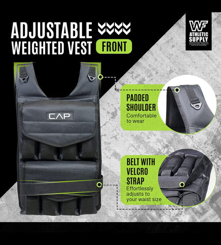 40 LB Adjustable Weighted Vest for Strength Training, Workout and Running, Body Weight Vest for Men and Women, Weighted Jacket, Removable Weight Included, Regular Length