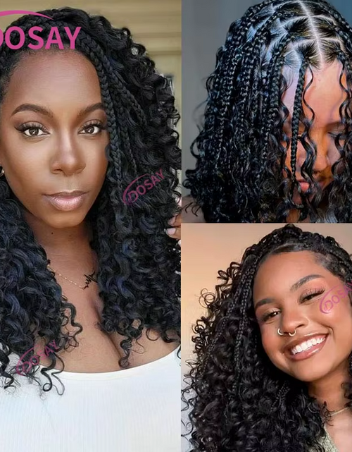 Load image into Gallery viewer, 12&quot; Synthetic Short Bohemian Boho Braided Wigs Full Lace Front Braiding Wig For Black Women Curly Knotless Bob Braids Locs Wigs
