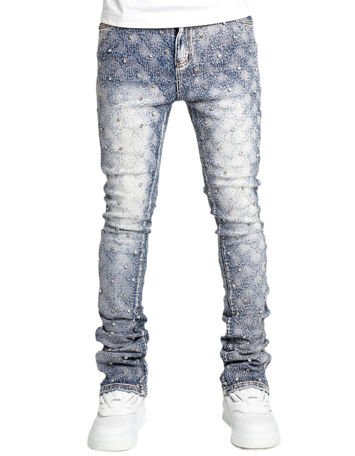 Load image into Gallery viewer, Men&#39;s Sparkling Elastic Straight Jeans ,Skinny Cotton Blend with Nail Drill Decoration
