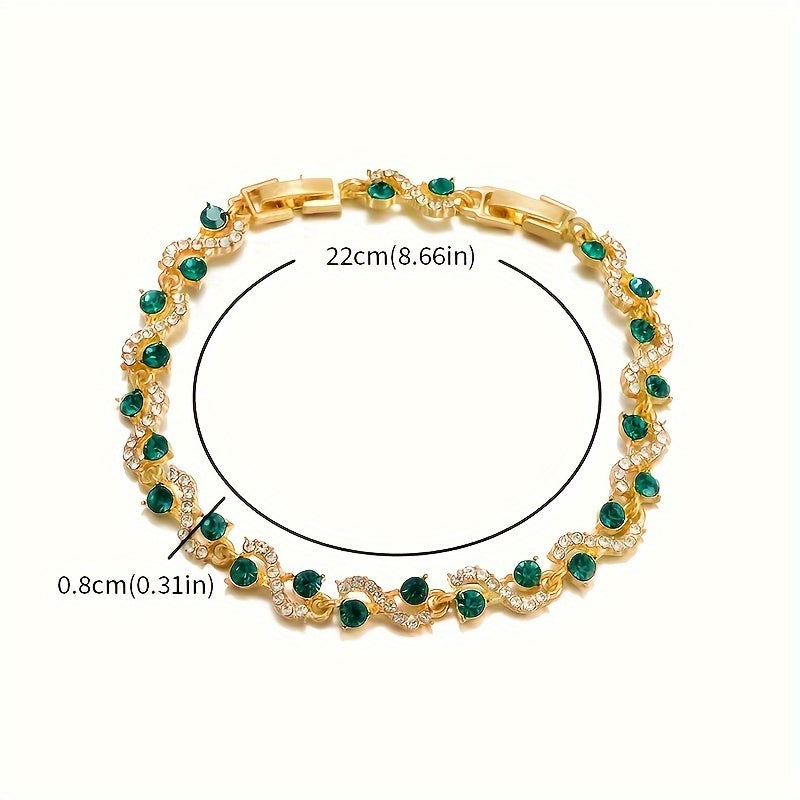 1pc Colorful Wave Crystal Stone Chain Bracelet - Fashionable, Stylish