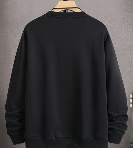 Men's Contrast Abstract Face Pattern round Neck Sweater Hip-hop Retro Street Style  Front Printed Long Sleeve for Autumn Winter