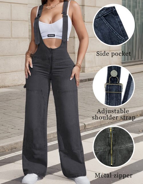 Load image into Gallery viewer, 2025 New Women&#39;S Sexy Adjustable Strap Denim Romper Casual Sleeveless High-Waisted Cargo Jeans
