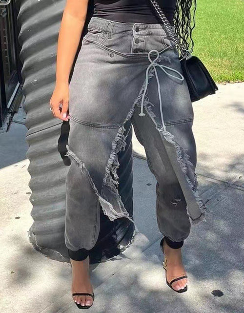 Load image into Gallery viewer, Women&#39;s Jeans - High-Waisted Stretch Leg Pants Very Unique Design with Lace-Up Closure, - Fall 2025 Streetwear Fashion
