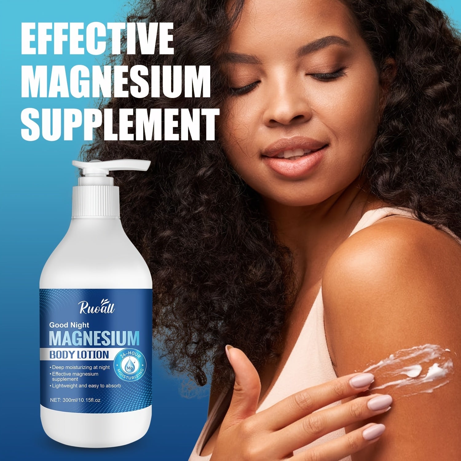 [Ruoall Good Night Magnesium Lotion] Ruoall 300ml Good Night Magnesium Body Lotion - Lavender Scented, Deep Hydration, Non-Drying, Light Texture, Moisturizing Oil with Shea Butter, Glycerin, Vitamin C - Alcohol-Free, for All