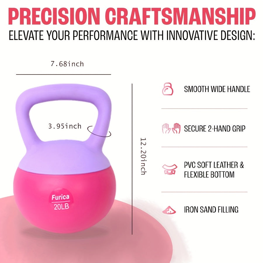 [Rose Red Soft Kettlebell] 1pc Rose Red Soft PE Polyethylene Kettlebell - 5-30LB, Enhancing Strength, Suitable for Home Fitness and Gym