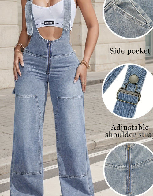 Load image into Gallery viewer, 2025 New Women&#39;S Sexy Adjustable Strap Denim Romper Casual Sleeveless High-Waisted Cargo Jeans
