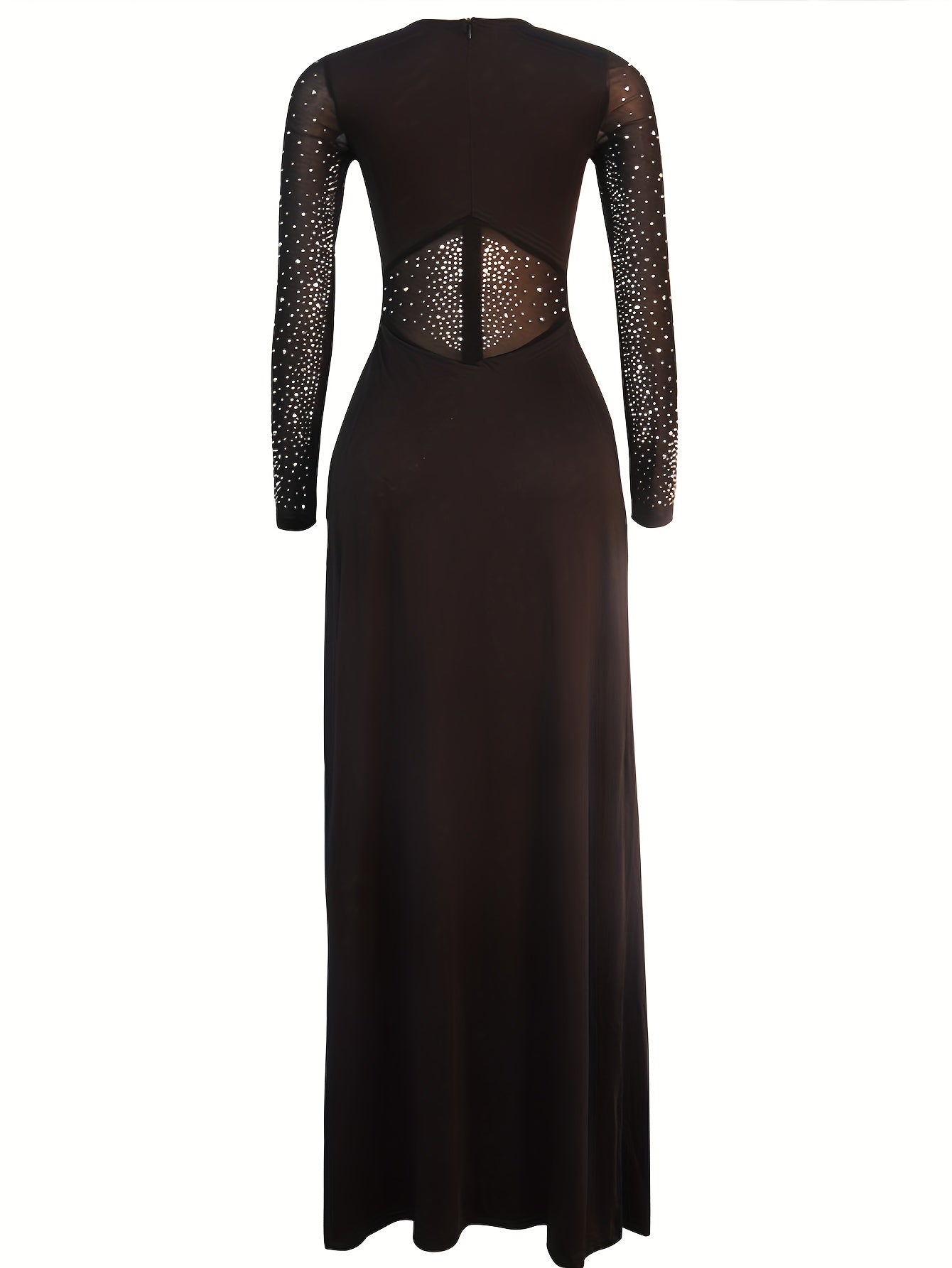 Women Sexy Elegant Rhinestone Mesh See-through Bodycon Jumpsuit Party Club Night Outfit