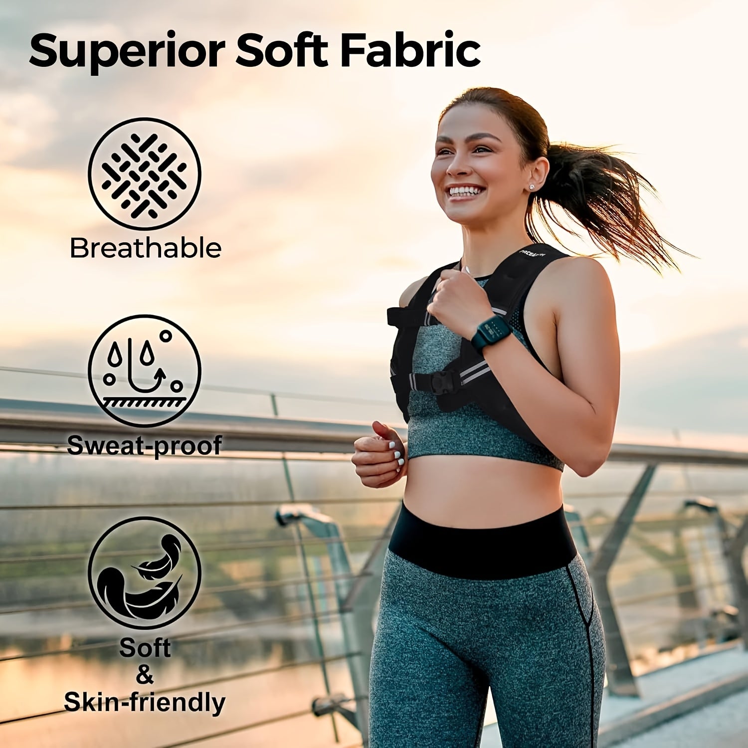 Weighted Vest  6lb/25lb/30lb/46lb with Reflective Stripe & Adjustable Detachable Pouch - Unisex Workout Vest for Strength Training, Running, Walking, Jogging - Deeper Back Mesh Pocket, Ideal for Men & Women