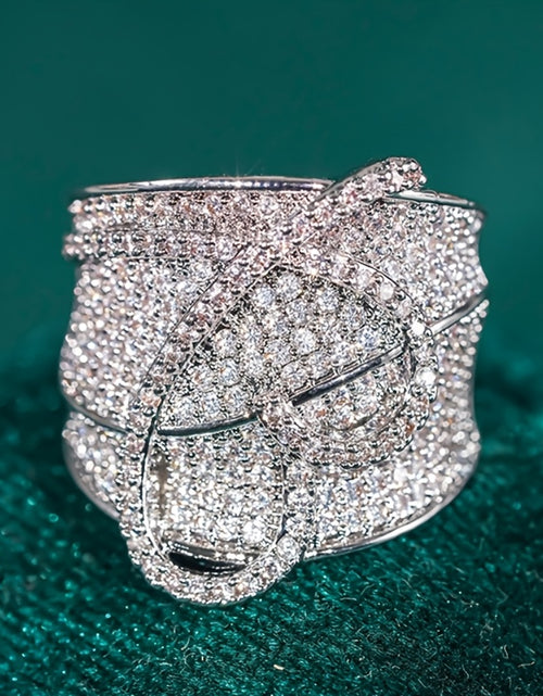 Load image into Gallery viewer, Bling Ring With A Dazzling Heart-shaped Wide Face Set With Synthetic Zirconia

