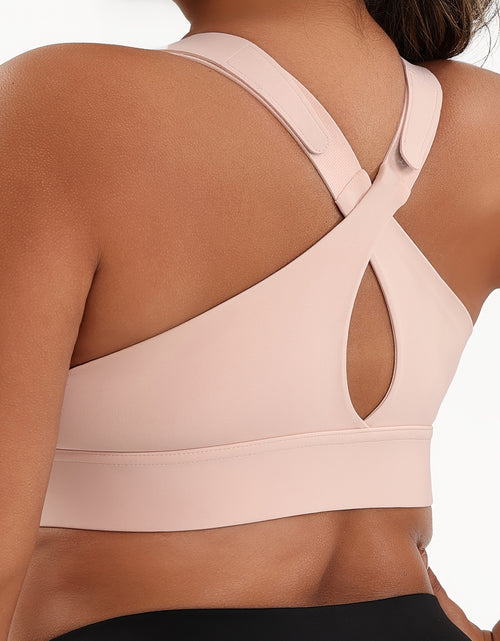 Load image into Gallery viewer, Women Plus Size High-Elasticity Sports Bra with Zipper - Blue, Non-Removable Padding, Adjustable Shoulder Straps, Ideal for Yoga &amp; Pilates And Any Workouts
