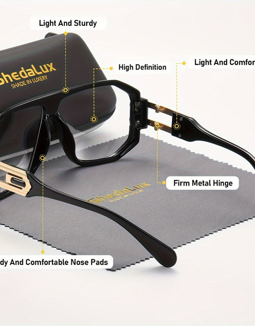 Load image into Gallery viewer, Men&#39;s Oversized Metal Frame Fashion Glasses - Black &amp; Golden Accents, Lightweight Durable Design for Casual,, - Includes Protective Case, Casual Eyewear, Trendy Eyewear, Stylish Packaging, Accessories, Sturdy Construction

