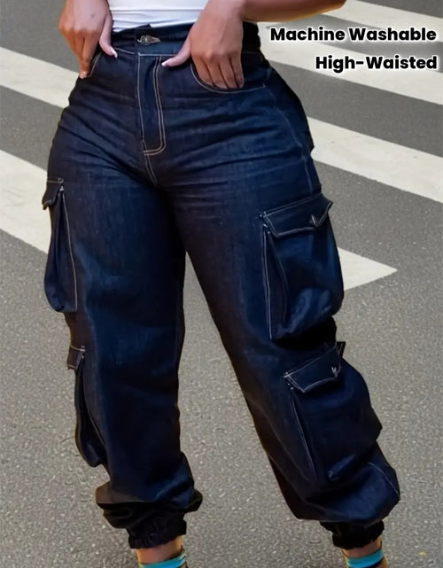 Load image into Gallery viewer, Stretch Skinny High Waist Cargo Jeans for Women | Multiple Utility Pockets, Machine Washable
