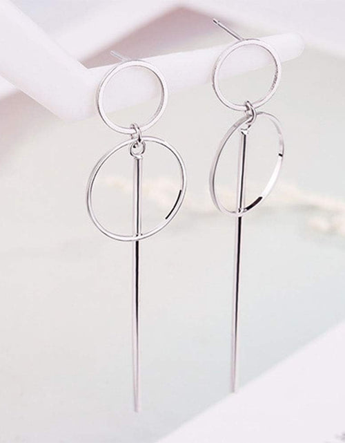 Load image into Gallery viewer, Geometric Double Circle Hoop Dangle Earrings Simple 8 Infinity Knot Bar Tassel Drop Earrings for Women Jewelry
