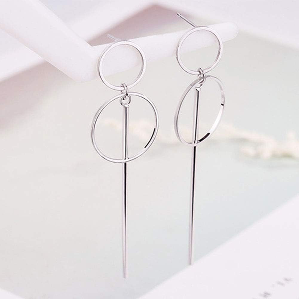 Geometric Double Circle Hoop Dangle Earrings Simple 8 Infinity Knot Bar Tassel Drop Earrings for Women Jewelry