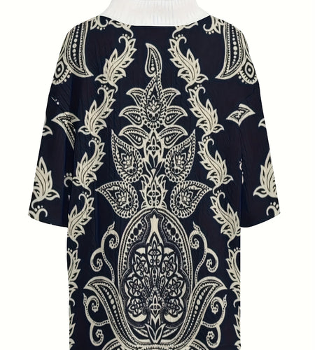 Men's Casual V-Neck T-Shirt & Drawstring Shorts Set with Paisley Print - Breathable Polyester, Summer Fashion