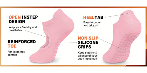 Load image into Gallery viewer, [2 Pairs Grippy Pilates Socks] 2 Pairs Non-Slip Grippy Pilates Socks for Women | Open Top Yoga Socks, Breathable Athletic Socks for Workout, Barre, Dance - Barre Accessory
