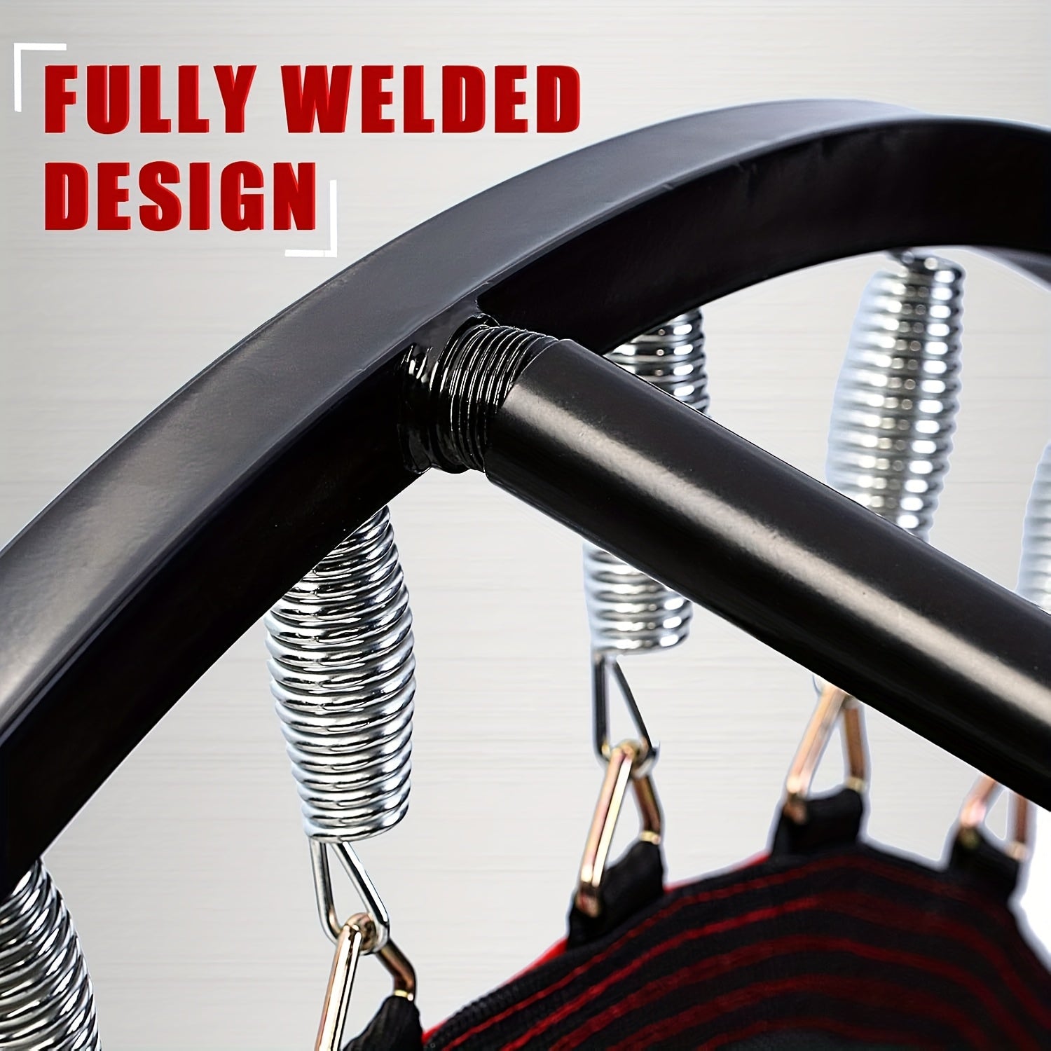 Mini Trampoline 450/550 LBS Foldable with Bungees - 40" U-Shaped Adjustable Foam Handle - Stable & Quiet Exercise Rebounder for Adults - Indoor/Outdoor Workout - Black - Trampoline for Exercise