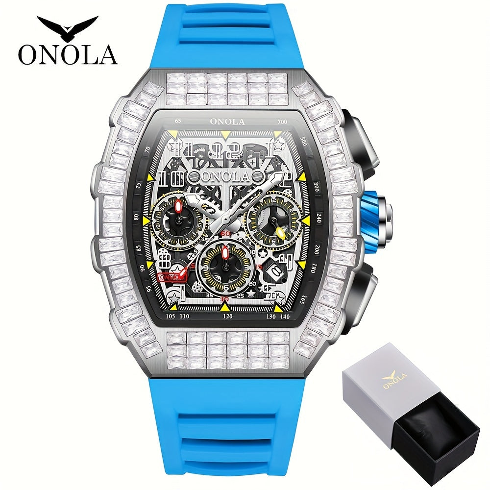 Men Automatic Mechanical Watch, Barrel Shape Hollow Tourbillon, Date Display, High-quality 3ATM Waterproof, Suitable For Casual And Formal Occasions, Daily Wear, Luxurious Sports Watch