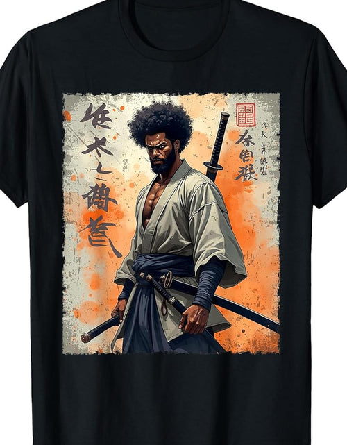 Load image into Gallery viewer, 100% Made in USA, Vintage African Samurai Afro American Bushido Warrior Katana T-Shirt
