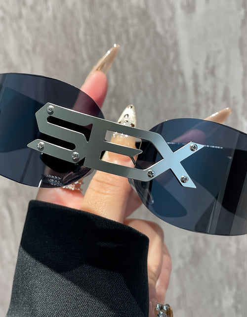Load image into Gallery viewer, A Pair of New Style Cyberpunk Futuristic Technology Glasses with a SEX Metal Letter Black Frame, Frameless Windproof Glasses for Both Men And Women.

