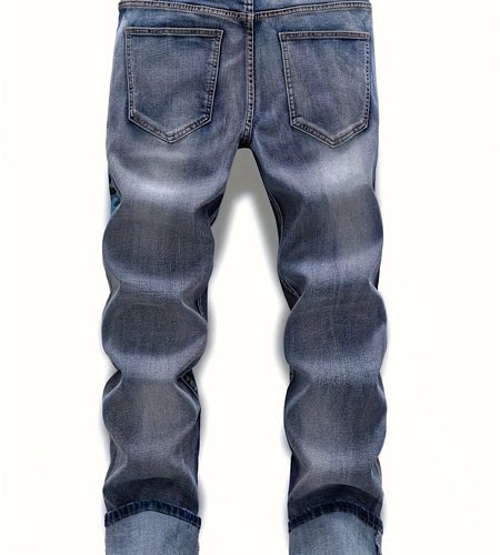 Graffiti Distressed Washed And Distressed Jeans Men Jeans Para Hombre, Designer Jeans for Men, Straight-Leg Wide-Leg Stretch All-Season Streetwear Y2K Vintage Wash Fashion