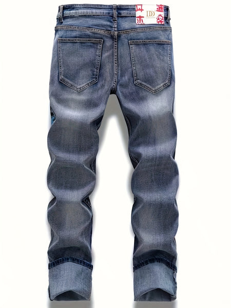 Graffiti Distressed Washed And Distressed Jeans Men Jeans Para Hombre, Designer Jeans for Men, Straight-Leg Wide-Leg Stretch All-Season Streetwear Y2K Vintage Wash Fashion
