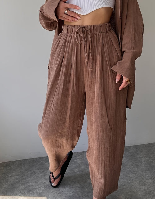 Load image into Gallery viewer, Two-piece Women&#39;s Simple Niche Lapel Long-sleeved Shirt High-Waisted Pants Fashion Suit
