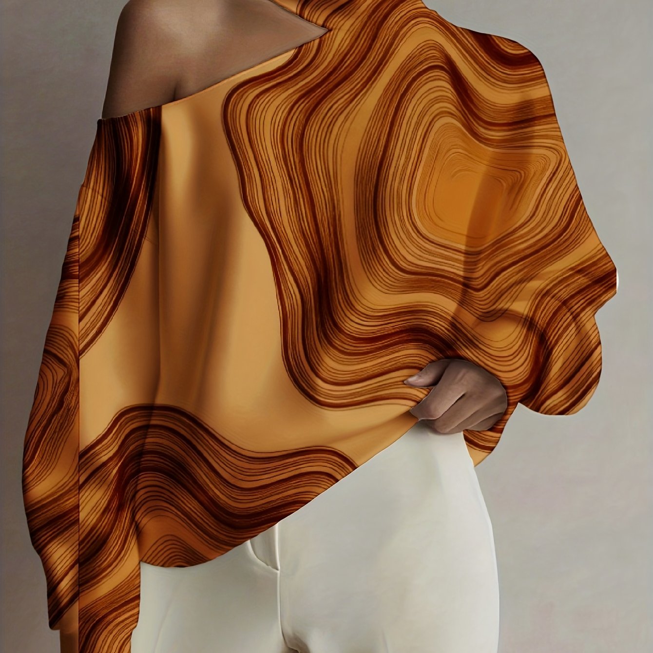 Women's Fashion Turtleneck Top- Off-the-Shoulder Turtleneck Hoodie Multicolor Floral Print Casual Wear for Women Autumn and Winter Fashion