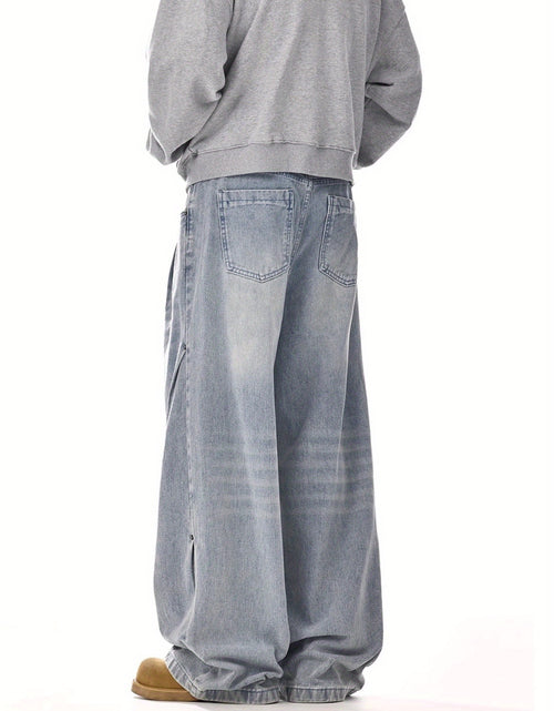 Load image into Gallery viewer, Men fashion brand American retro wash jeans | High street, straight and versatile, loose casual wide-leg trousers
