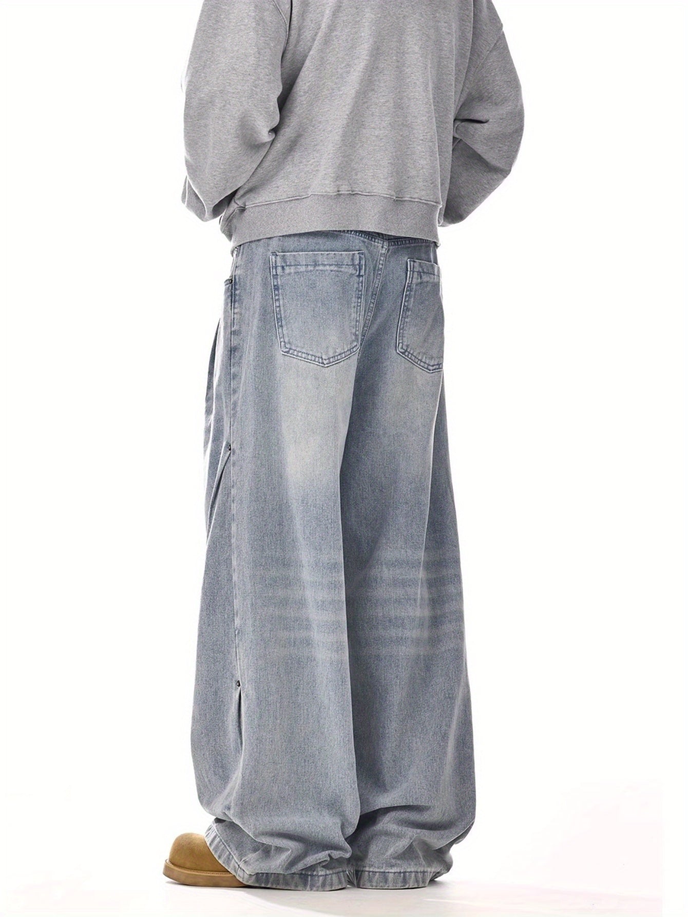 Men fashion brand American retro wash jeans | High street, straight and versatile, loose casual wide-leg trousers
