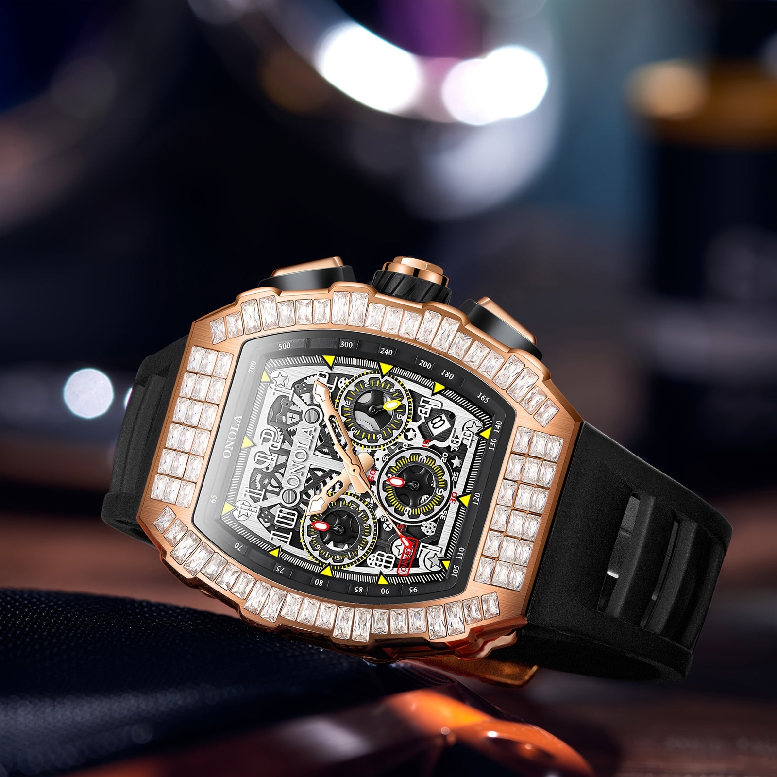 Men Automatic Mechanical Watch, Barrel Shape Hollow Tourbillon, Date Display, High-quality 3ATM Waterproof, Suitable For Casual And Formal Occasions, Daily Wear, Luxurious Sports Watch