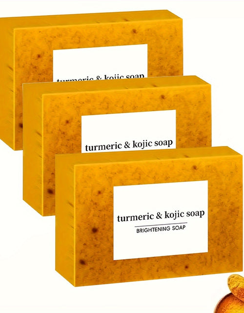 Load image into Gallery viewer, 3pcs Turmeric &amp; Kojic Acid Soap Bars - Brightening, Deep Cleansing for Face &amp; Body, Gentle on All Skin Types, Paraben-Free,
