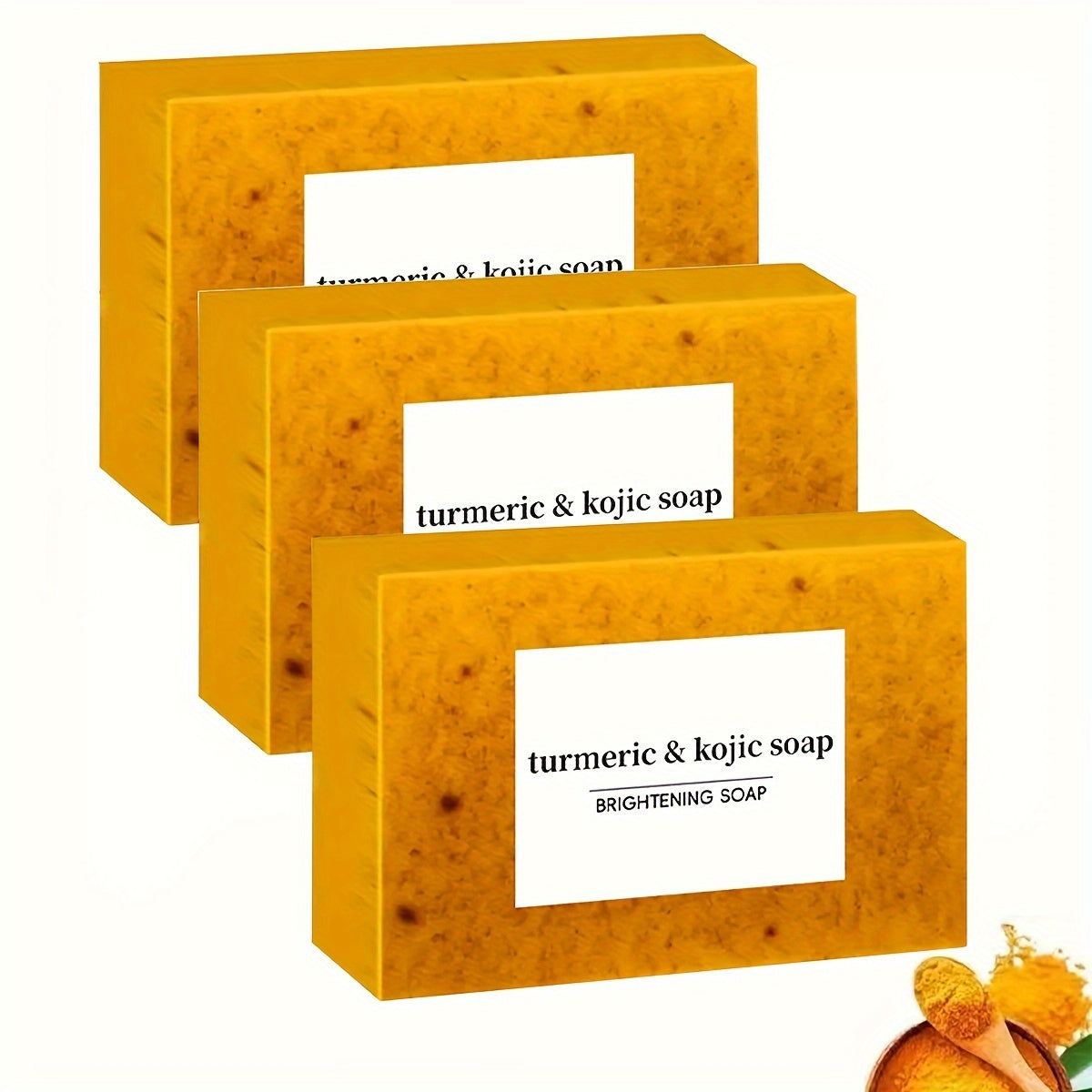 3pcs Turmeric & Kojic Acid Soap Bars - Brightening, Deep Cleansing for Face & Body, Gentle on All Skin Types, Paraben-Free,