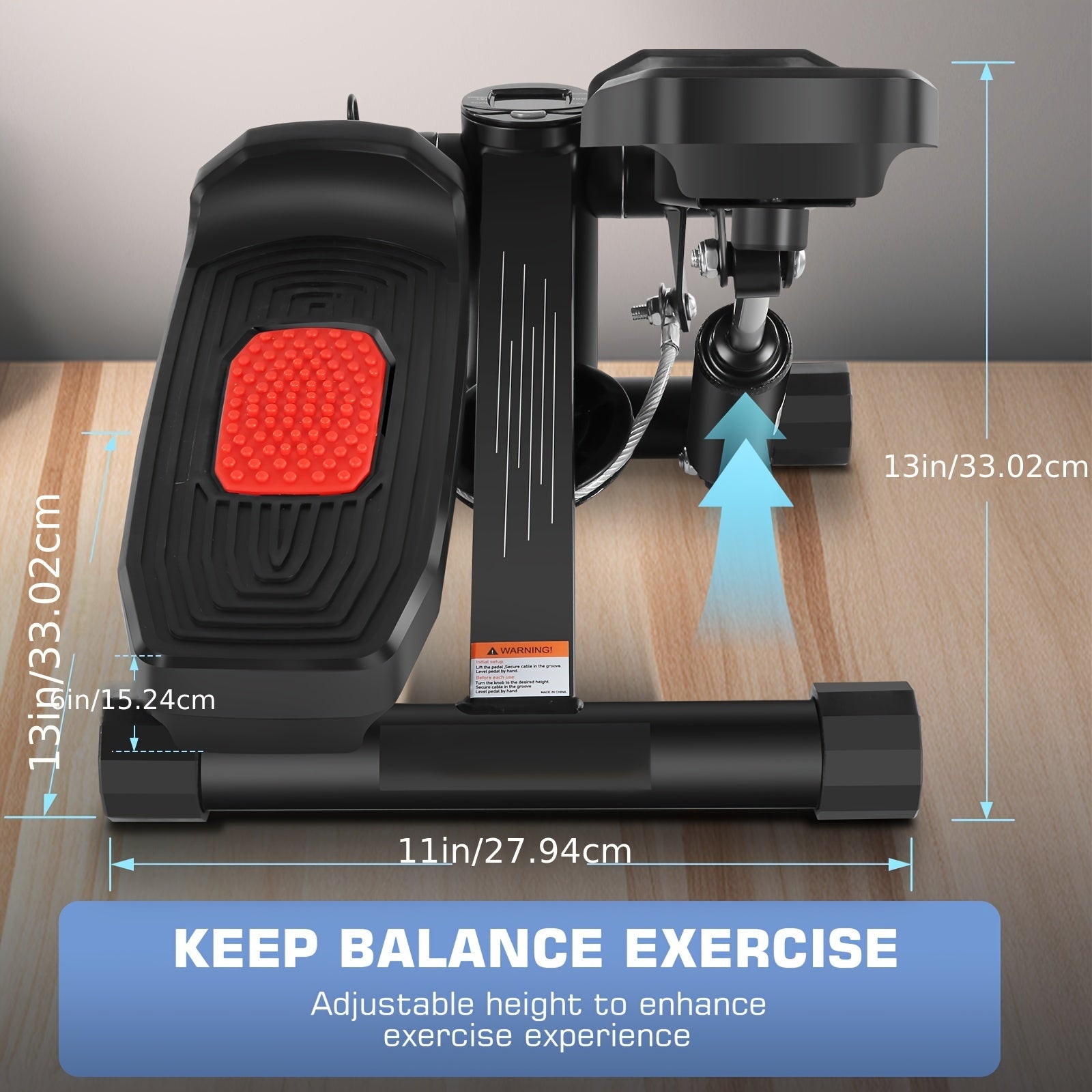 Lightweight Fitness Stepper With 2pcs Resistance Bands, Pedal Exerciser With LCD Monitor, Max Weight 250LBs