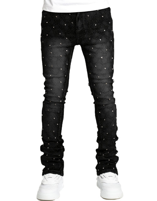 Load image into Gallery viewer, Men&#39;s Sparkling Elastic Straight Jeans ,Skinny Cotton Blend with Nail Drill Decoration
