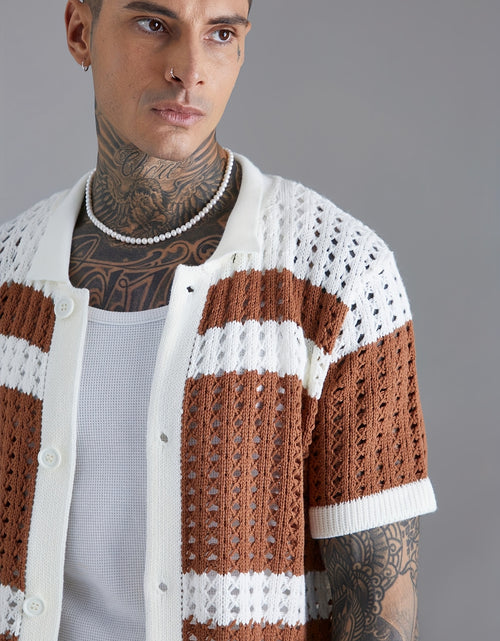 Load image into Gallery viewer, Men&#39;s Knitted Casual Suit Regular Fit Acrylic Lapel Sports Style Color Block Summer Suit Keep Short Eye Catching
