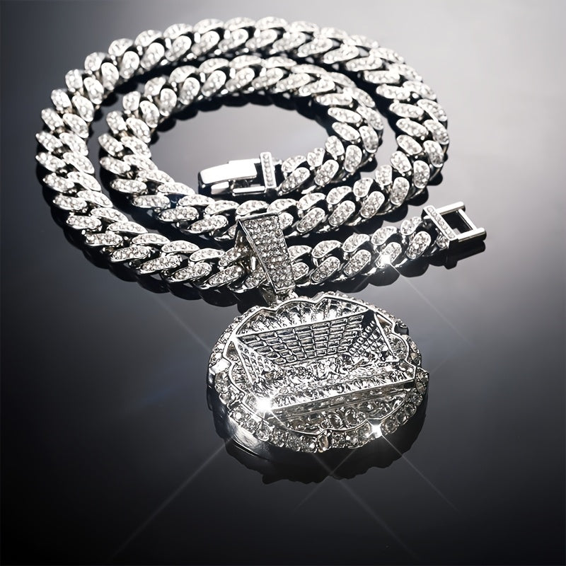 Fashionable Men's Necklace Trendy Synthetic Zirconia Men's Necklace | Fully Set, Fashionable Last Supper Round Plate Decorated | With A Beautiful Gift Box Included