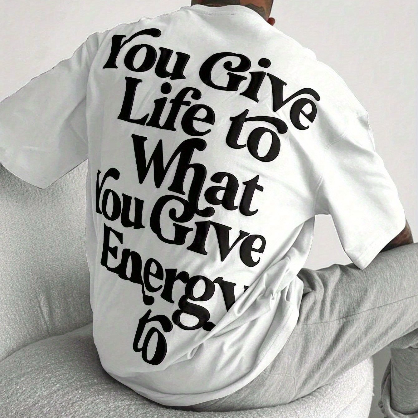Embrace Your Style with the Ultra-Loose Men's Slogan Graphic T-Shirt Men's 100% pure cotton T-shirt, a comfortable, casual, versatile, and fashionable round neck short sleeved essential for men